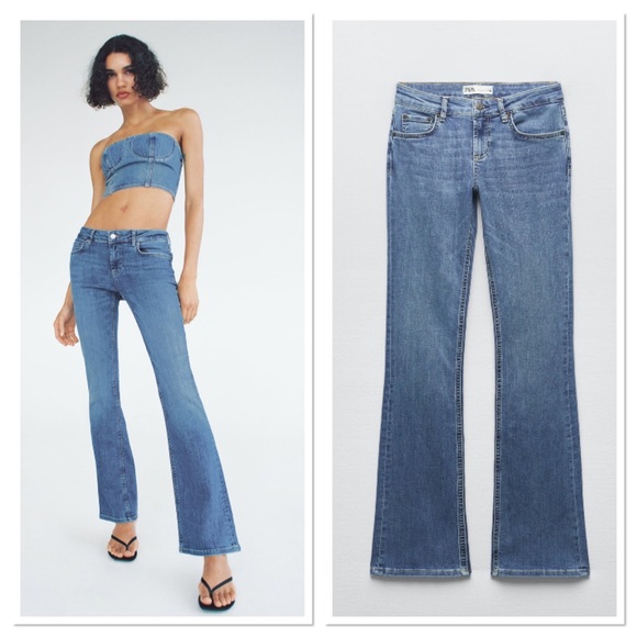 Zara ZW Low-Rise Slim Fit Flared Leg Bootcut Jeans Sz:8 NWT - Picture 2 of 13